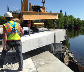 Wiresawing concrete bridge deck in Thunder Bay