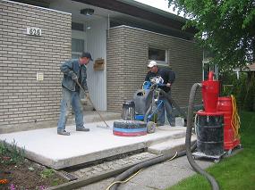 Grinding a concrete patio