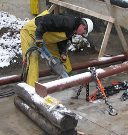 Concrete cutting at Thunder Bay sewage treatment plant